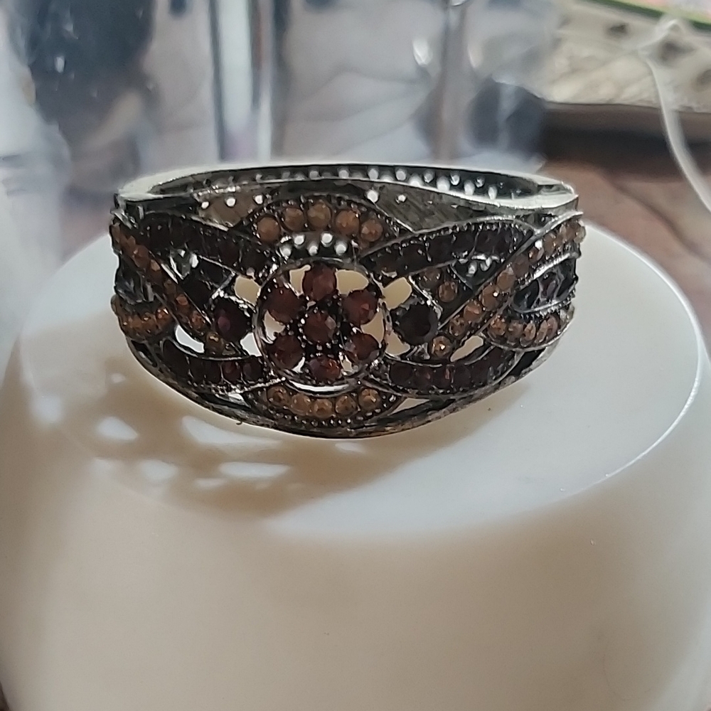 Elegant Silver and Brown Women's Bracelet